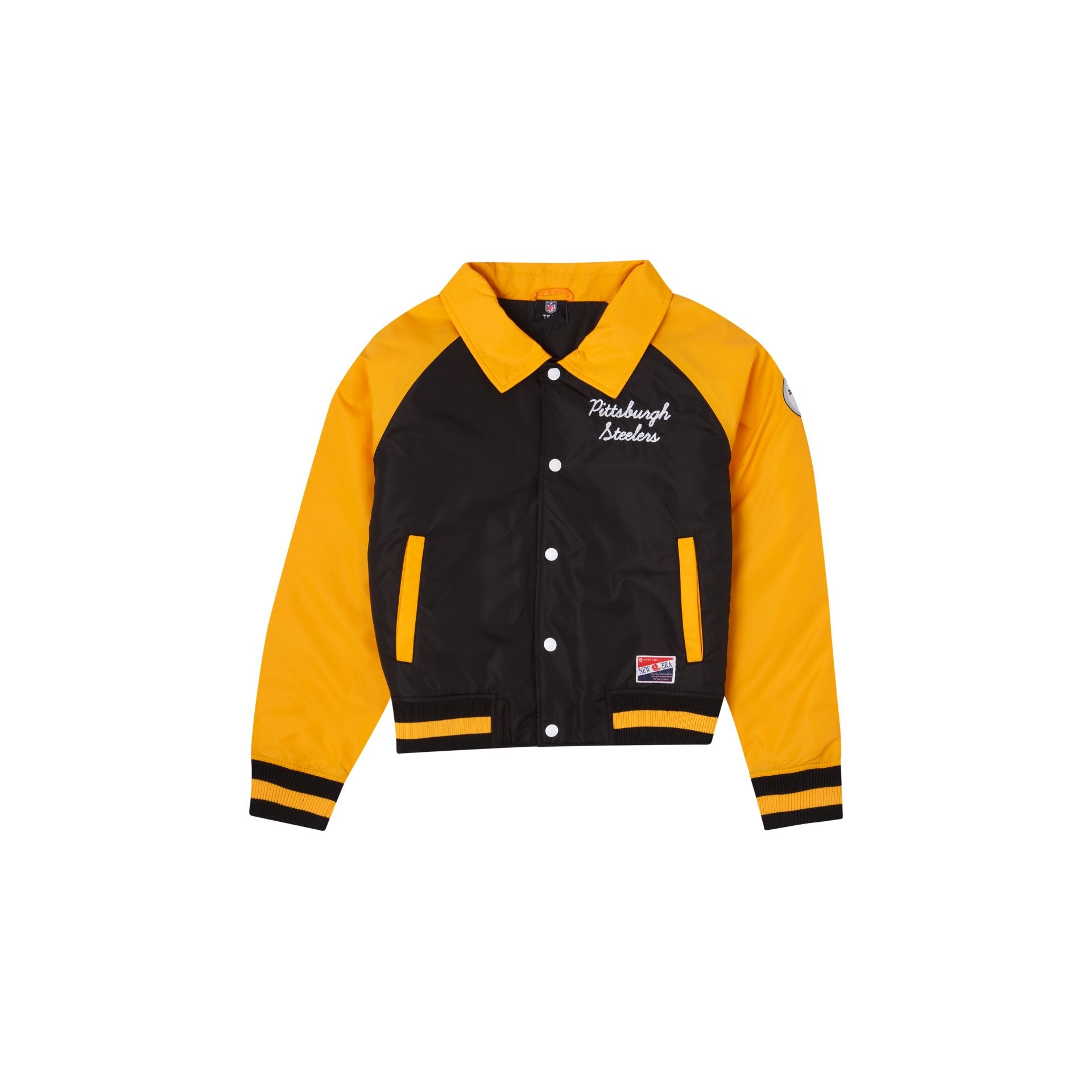 New Era Women's Pittsburgh Steelers Black Nylon Throwback Varsity Jacket