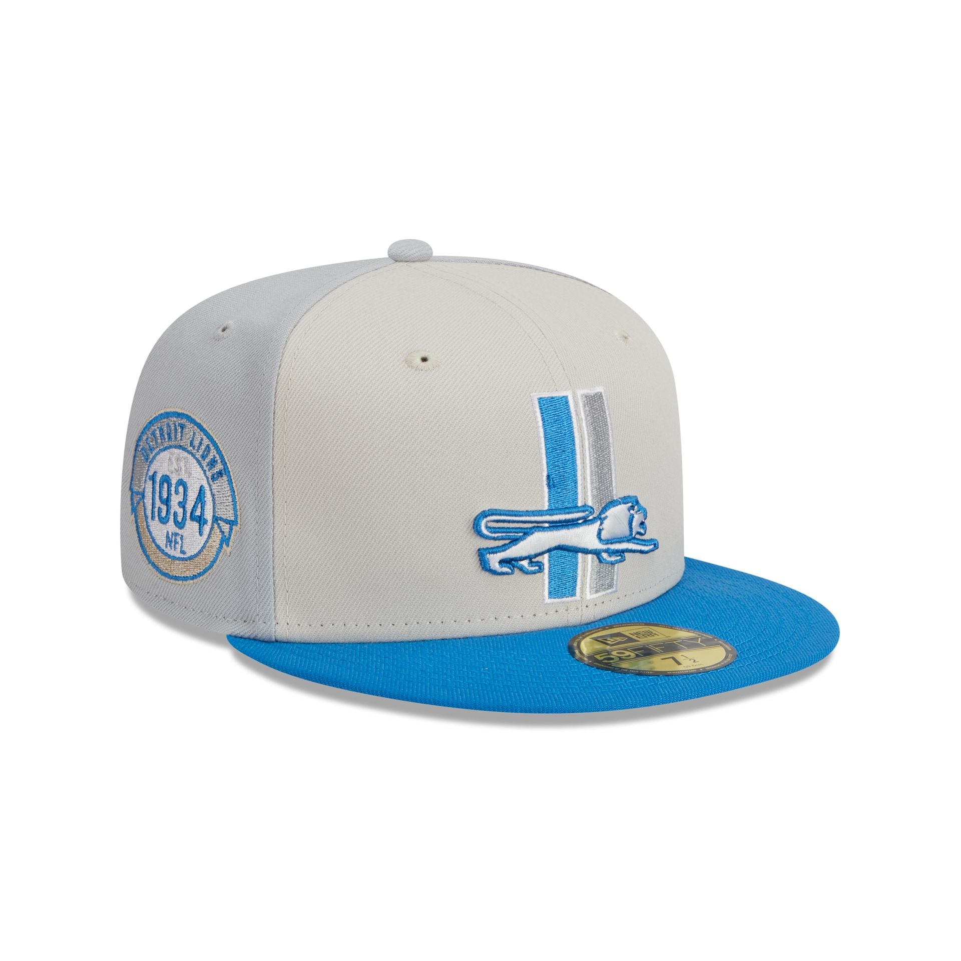 New Era Men's Detroit Lions Logo Blue 59Fifty Fitted Hat