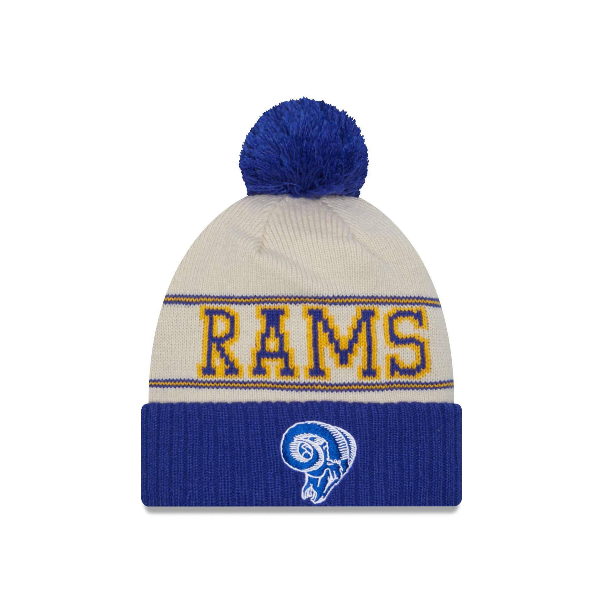Los Angeles Rams 2023 Cold Weather Historic Pom Knit New Era Cap