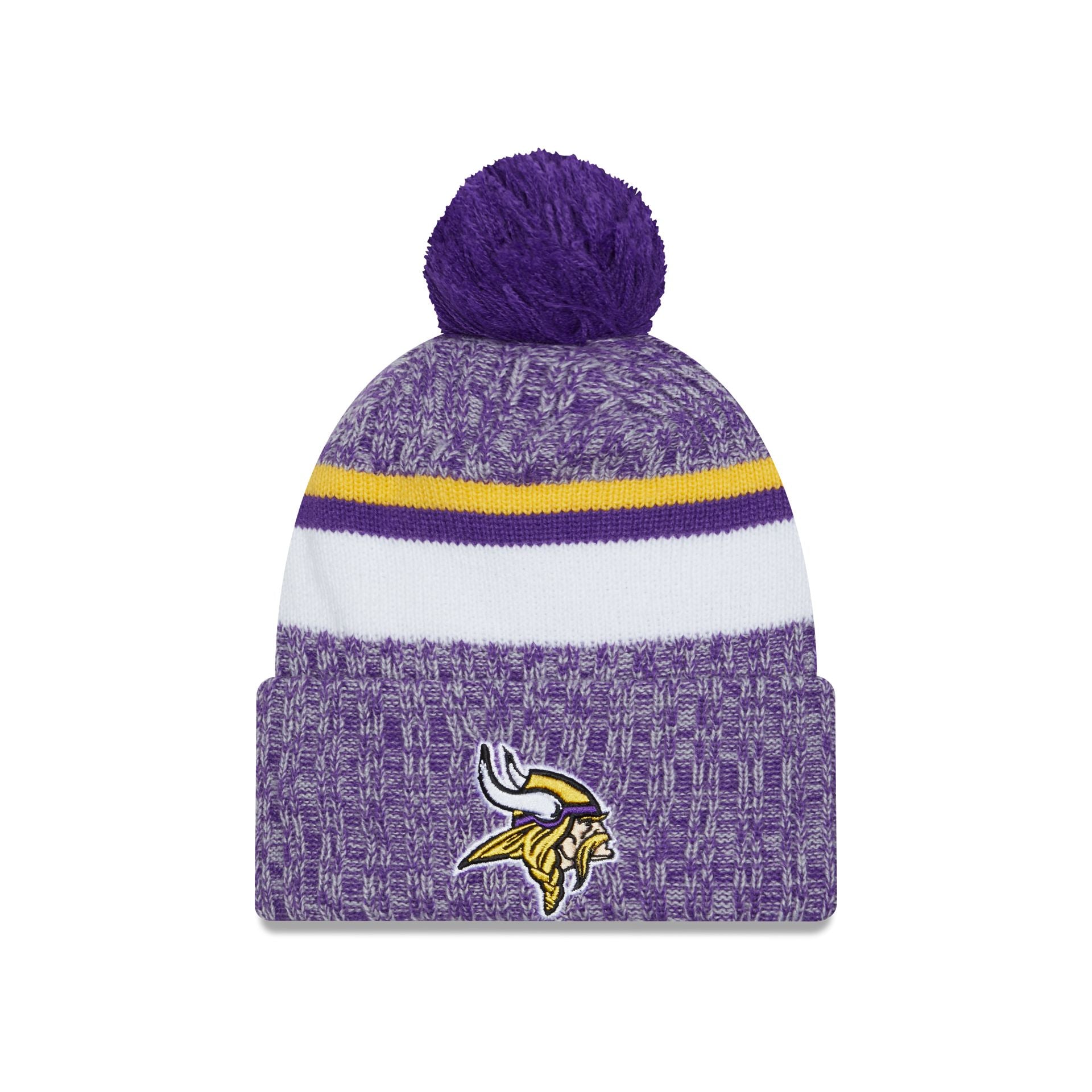 Minnesota Vikings New Era 2022 NFL Stripe Pom Knit Winter Hat Football Skol