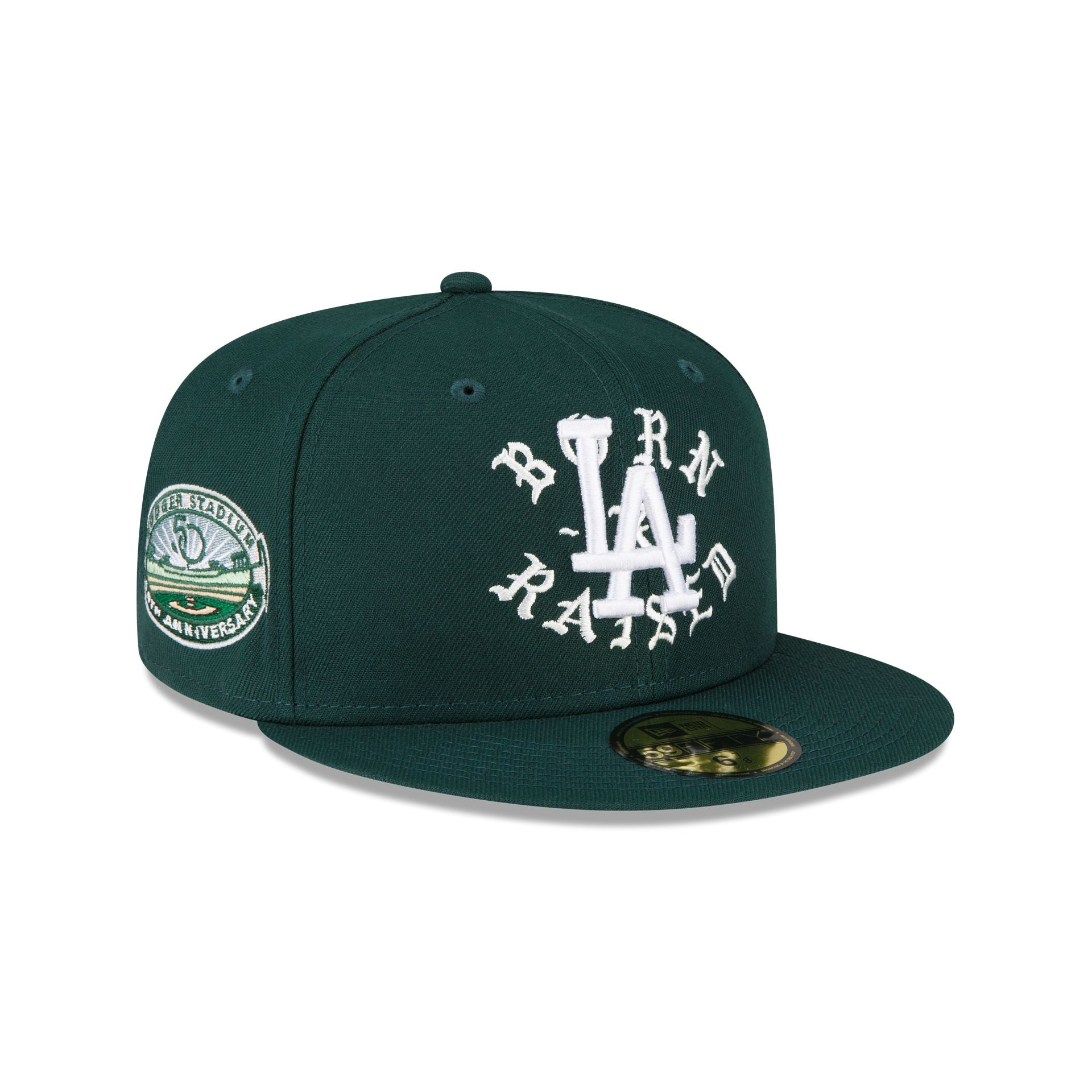 Born X Raised Los Angeles Dodgers 50th Anniversary Green 59FIFTY Fitted Hat