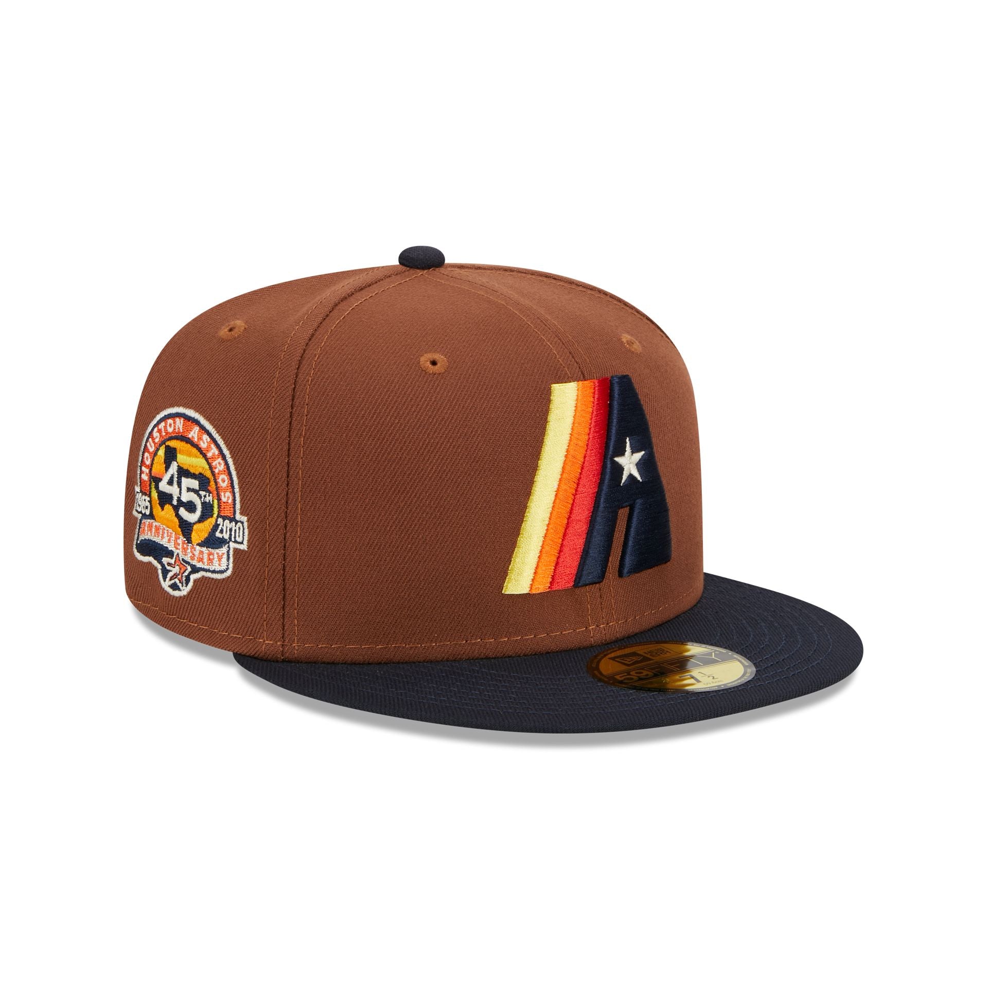 Houston Astros Brown Orange New Era Fitted Hat 7 5/8