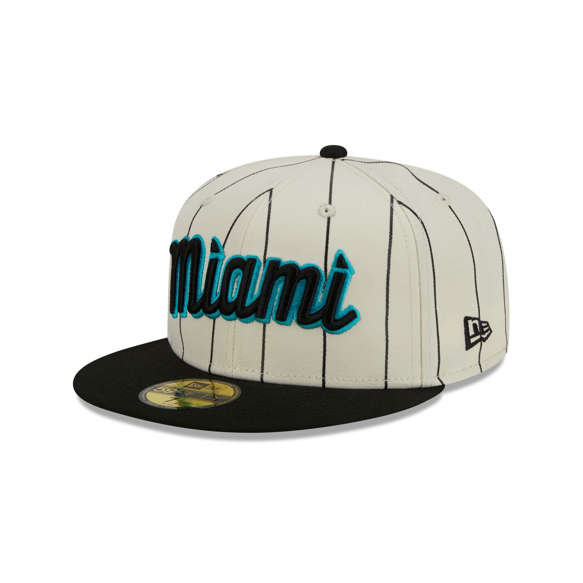 New Era Men's Miami Marlins Batting Practice Black 59Fifty Fitted Hat
