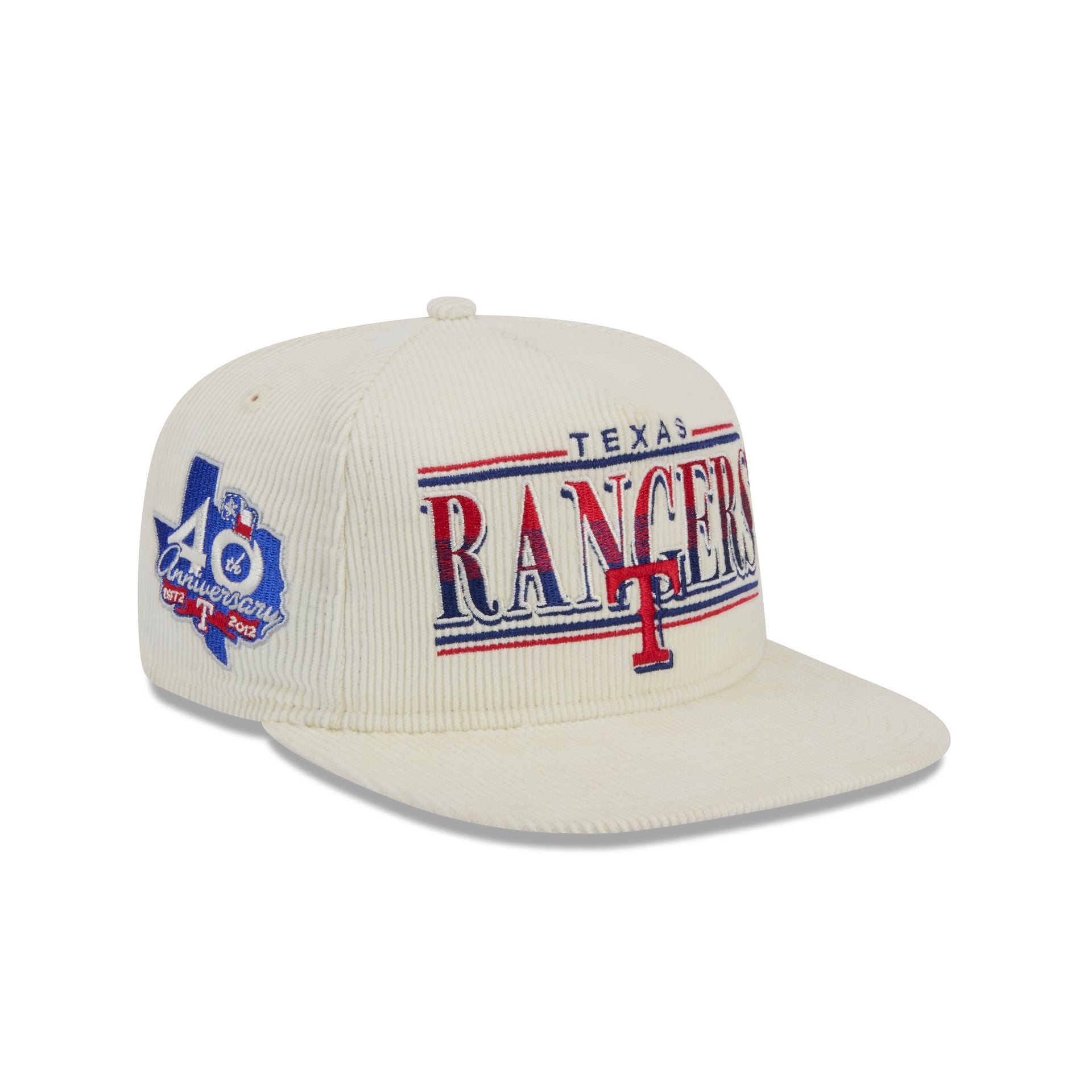 Texas Rangers Throwback Corduroy Golfer Hat, White, MLB by New Era