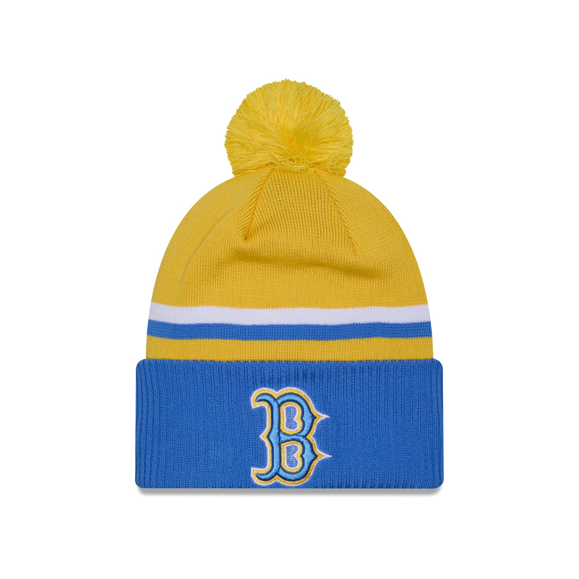 Boston Red Sox City Connect Pom Knit Hat Yellow MLB by New Era