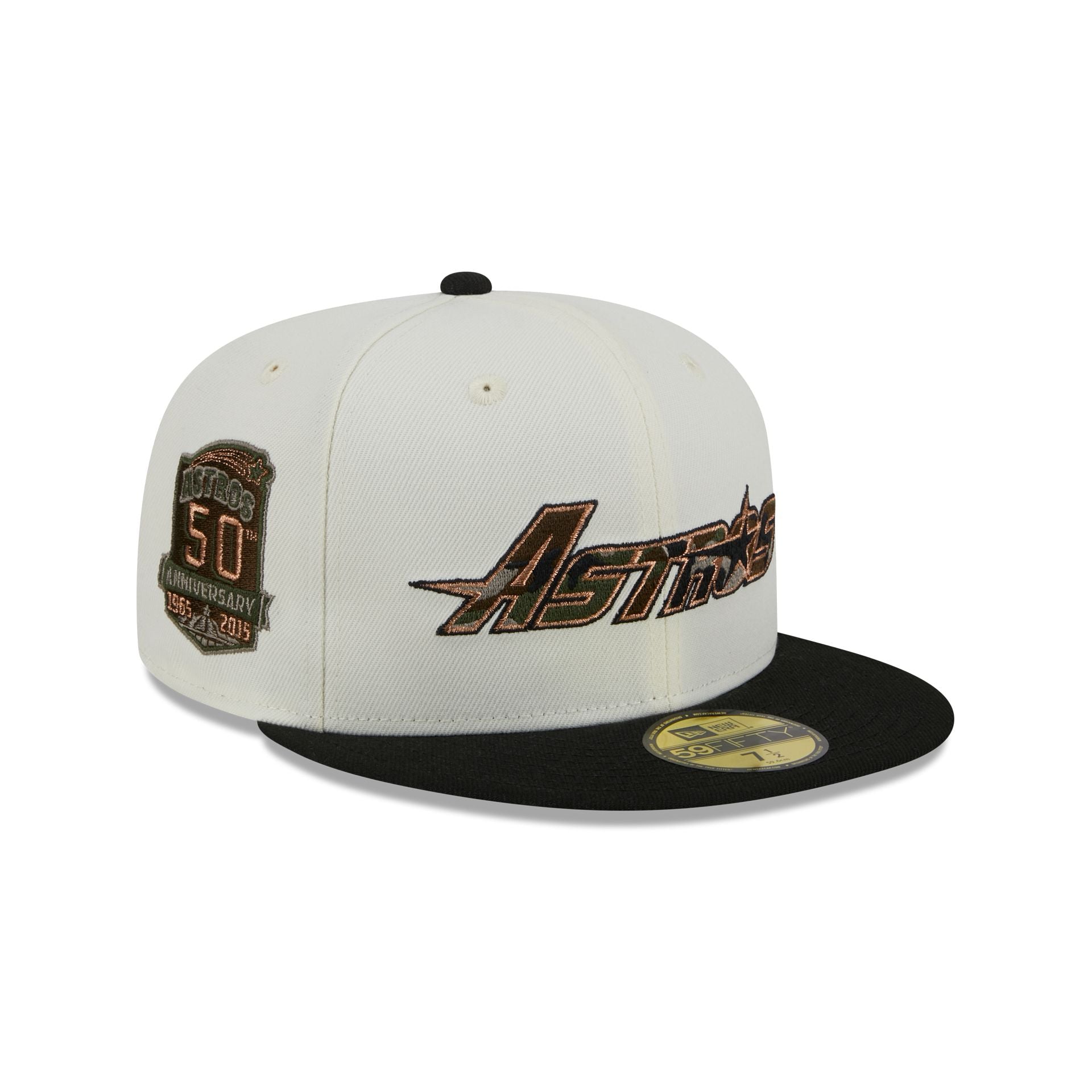 New Era 59Fifty Houston Astros Fitted Hat Size 7 5/8 top Sky UV Anniversary Patch