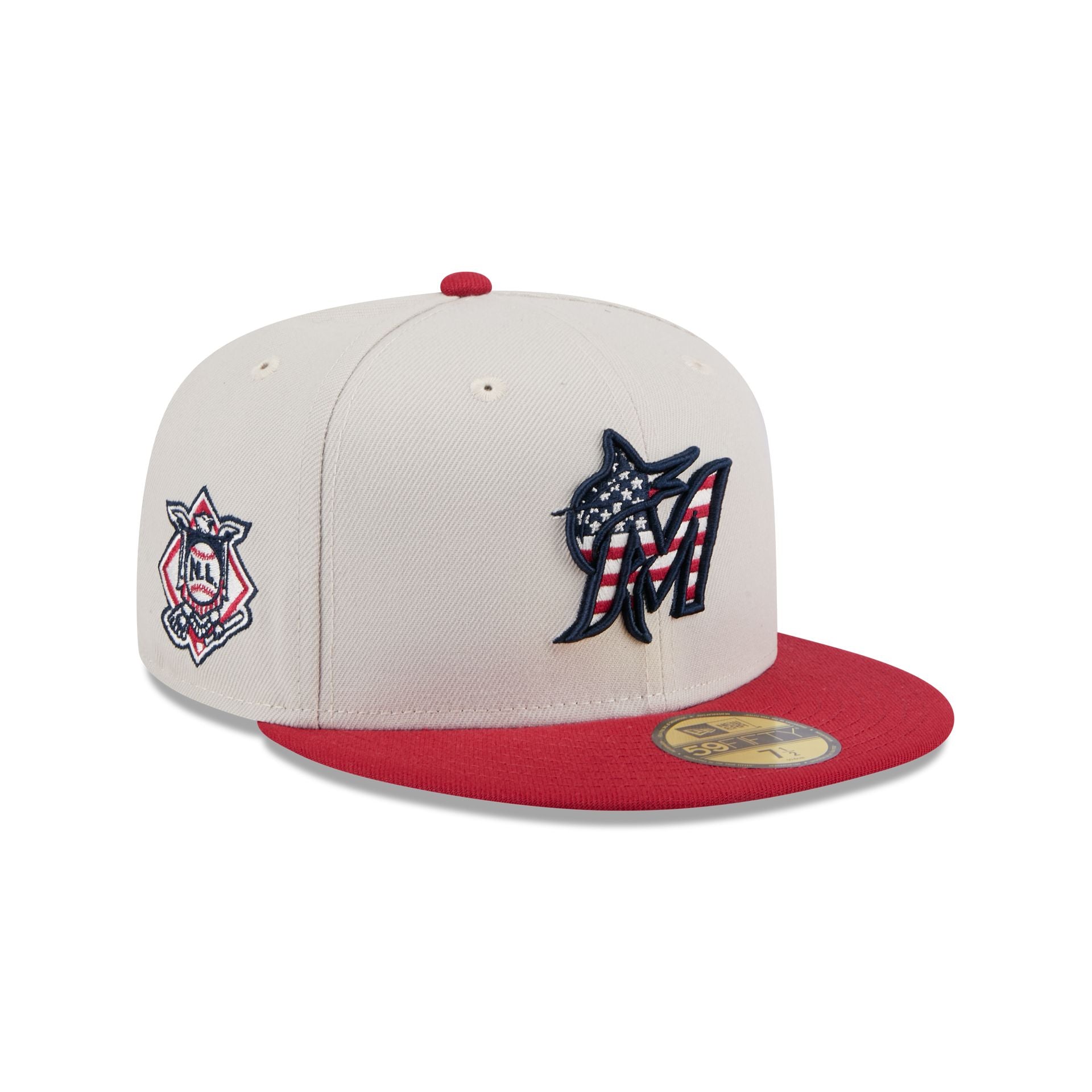 Miami Marlins Independence Day 2024 59FIFTY Fitted Hat New Era Cap