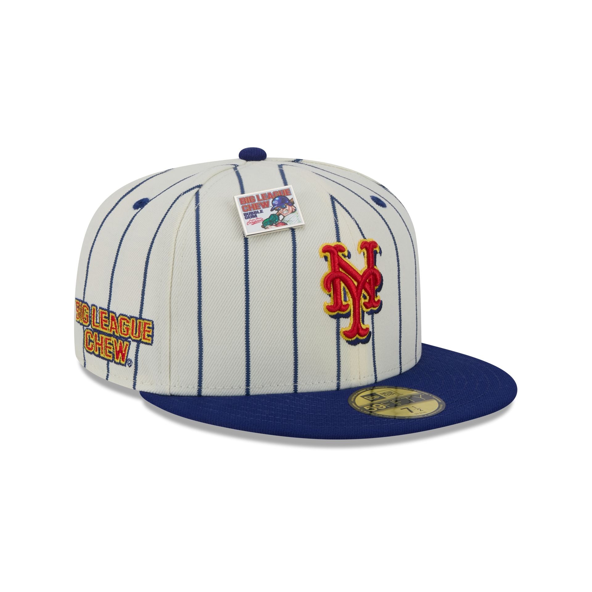 Big League Chew x New York Mets Pinstripe 59FIFTY Fitted Hat White Size 7 3 4 MLB by New Era