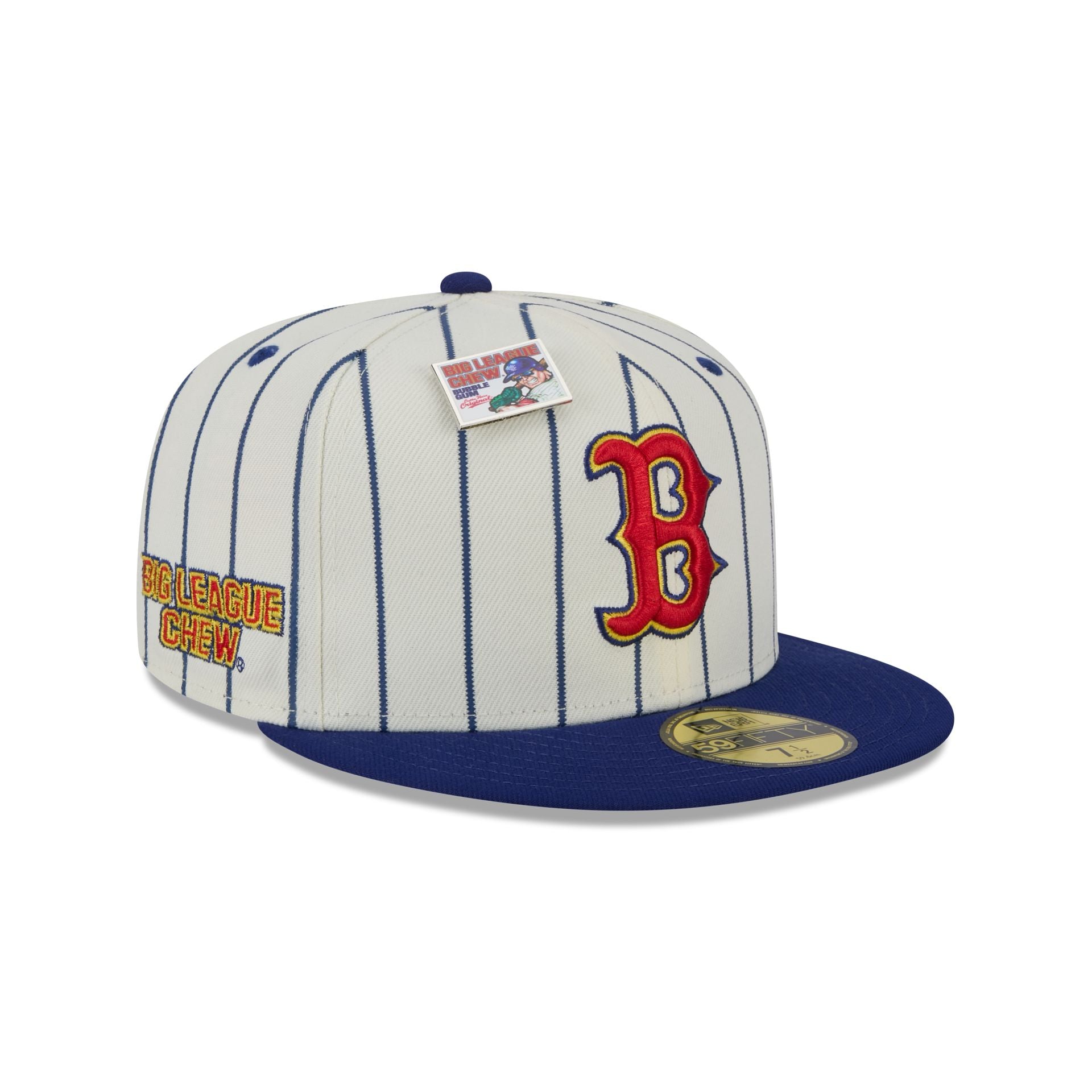 Big League Chew x Boston Red Sox Pinstripe 59FIFTY Fitted Hat White Size 7 3 4 MLB by New Era