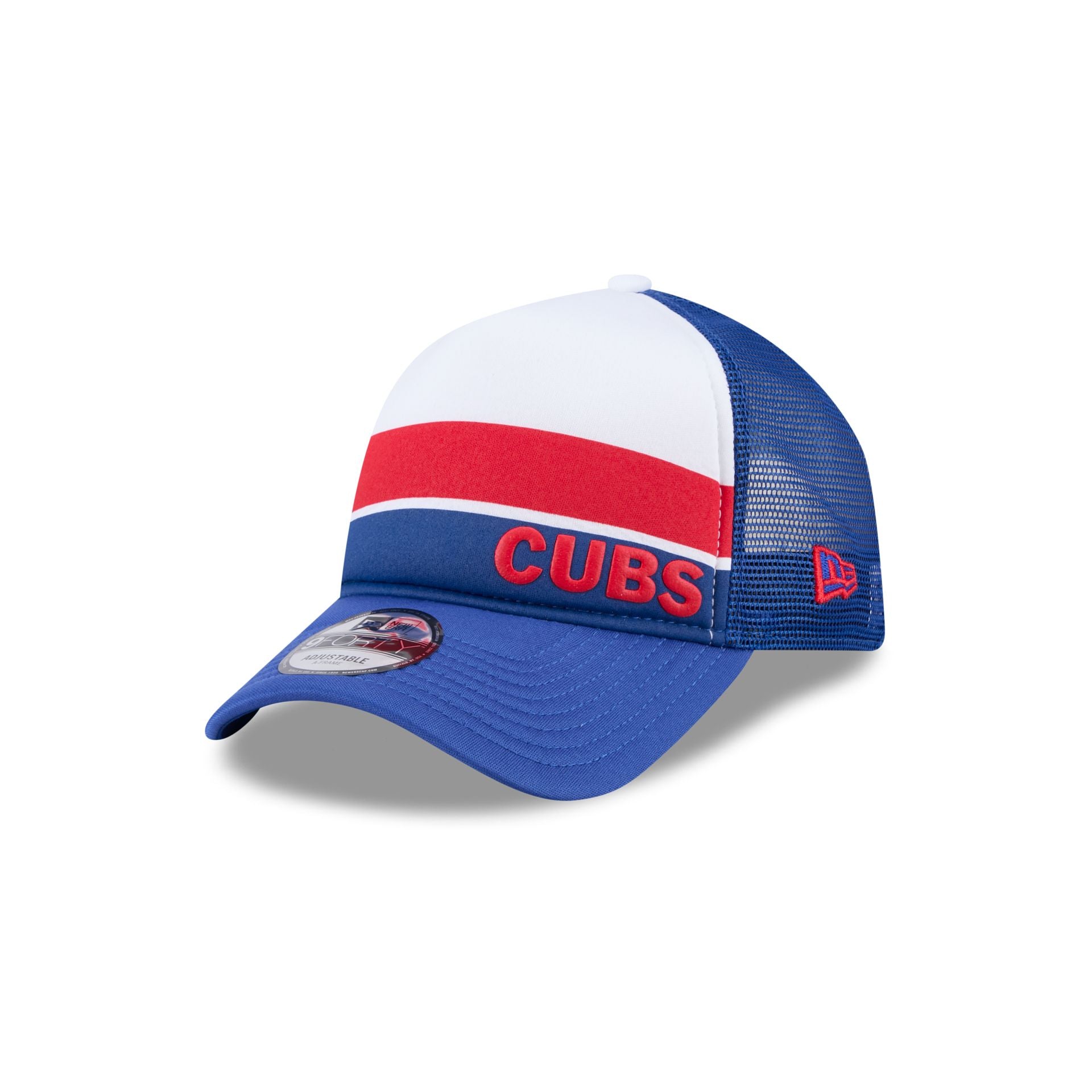 Chicago Cubs Color Block 9FORTY A Frame Trucker Snapback Hat New Era Cap