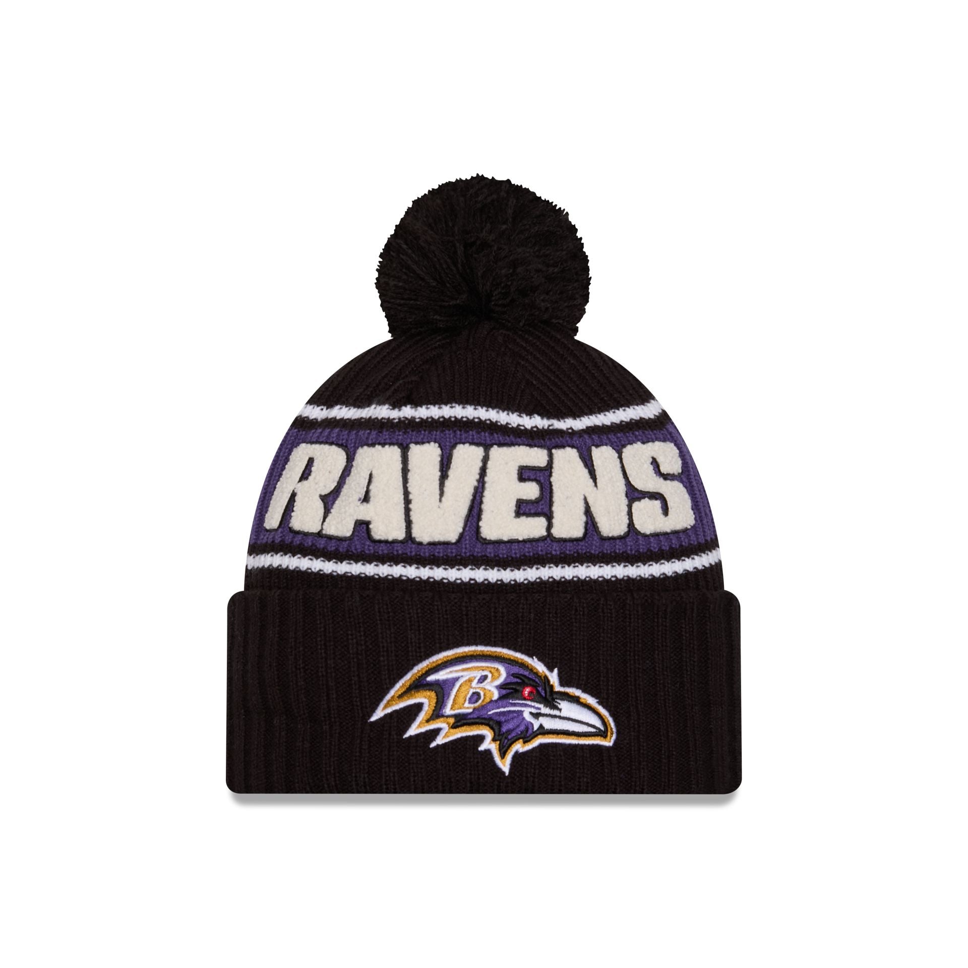 Baltimore Ravens 2024 Cold Weather Sport Pom Knit Hat New Era Cap