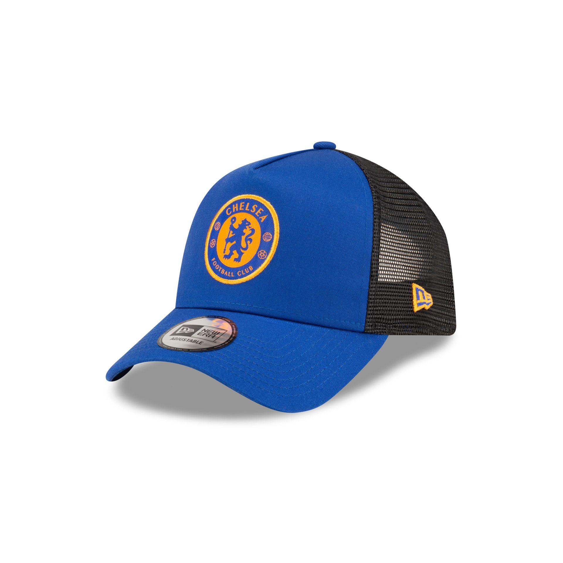 Chelsea FC Lion Crest Seasonal Blue 9FORTY A Frame Trucker Hat New Era Cap