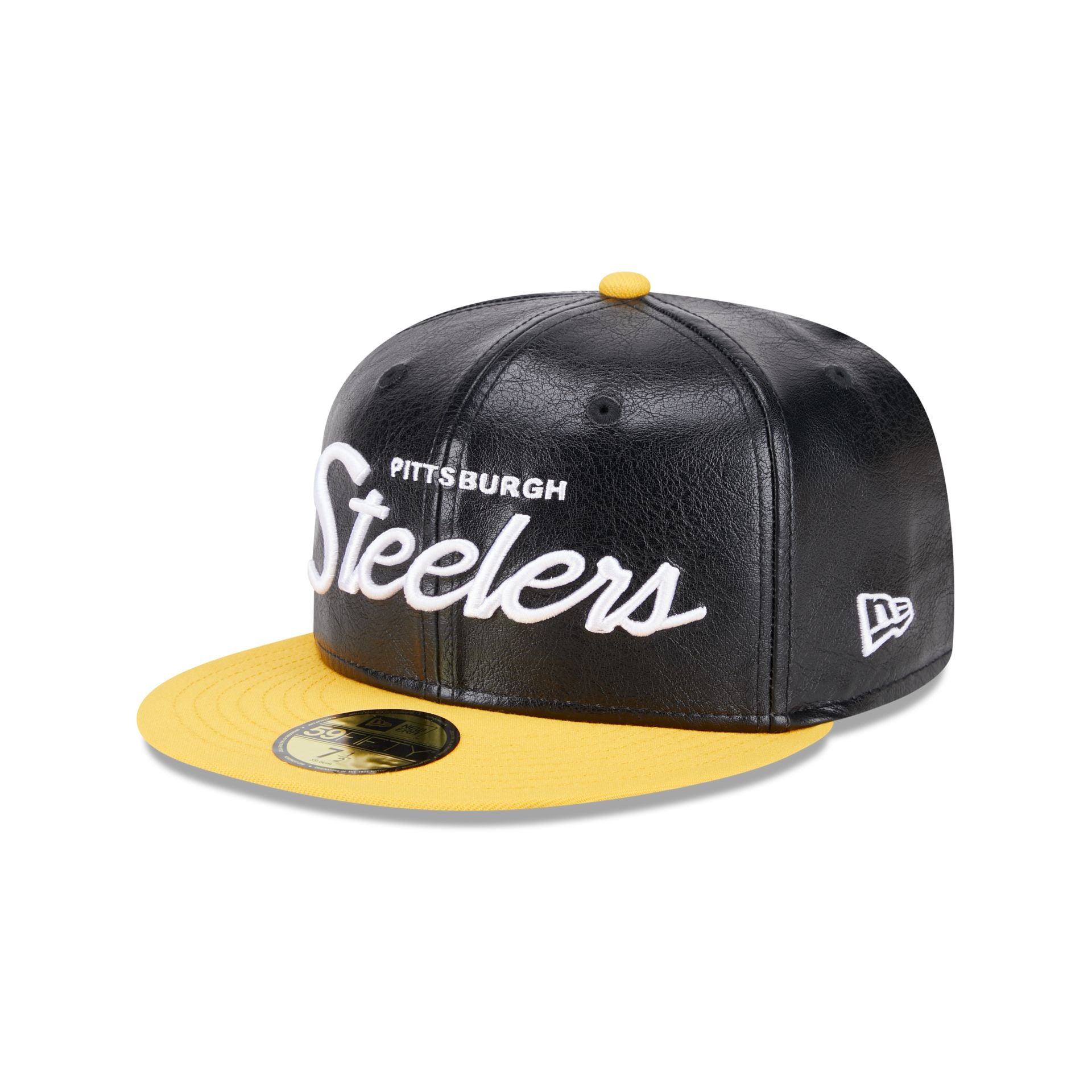 Pittsburgh Steelers Faux Leather Crown 59FIFTY Fitted Hat New Era Cap