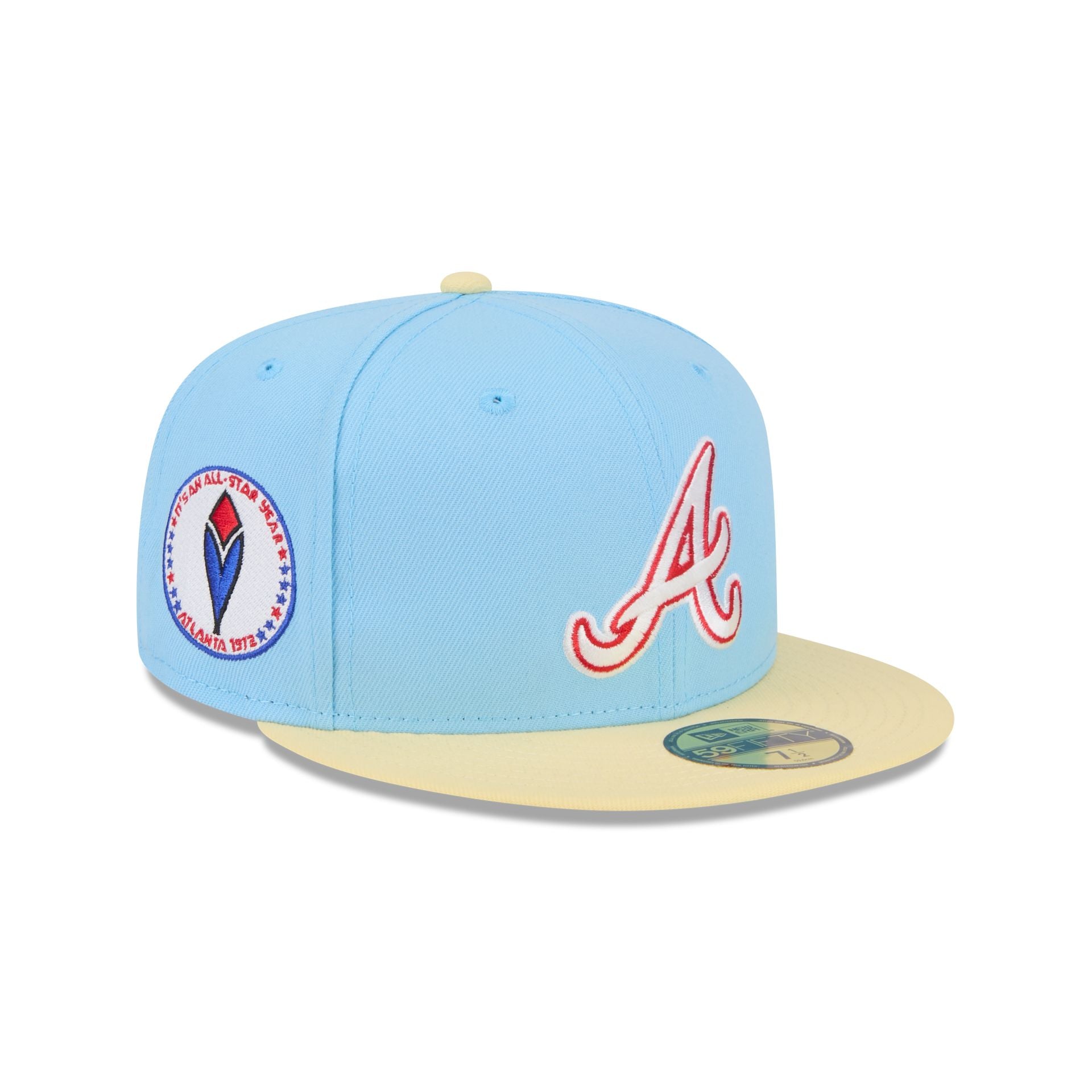 New Era Atlanta Braves World Series Patch cheapest Chrome Blue 59Fifty 5950 7 1/2 Hat Cap