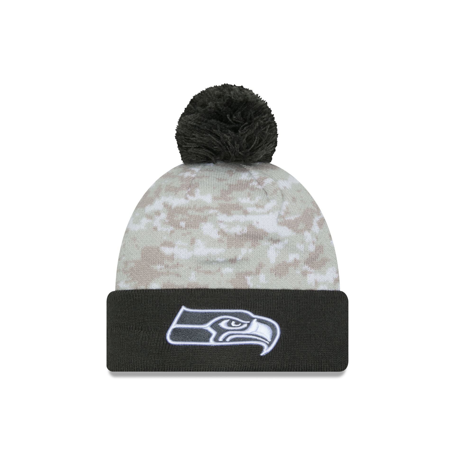 Seattle Seahawks 2024 Salute to Service Pom Knit Hat New Era Cap