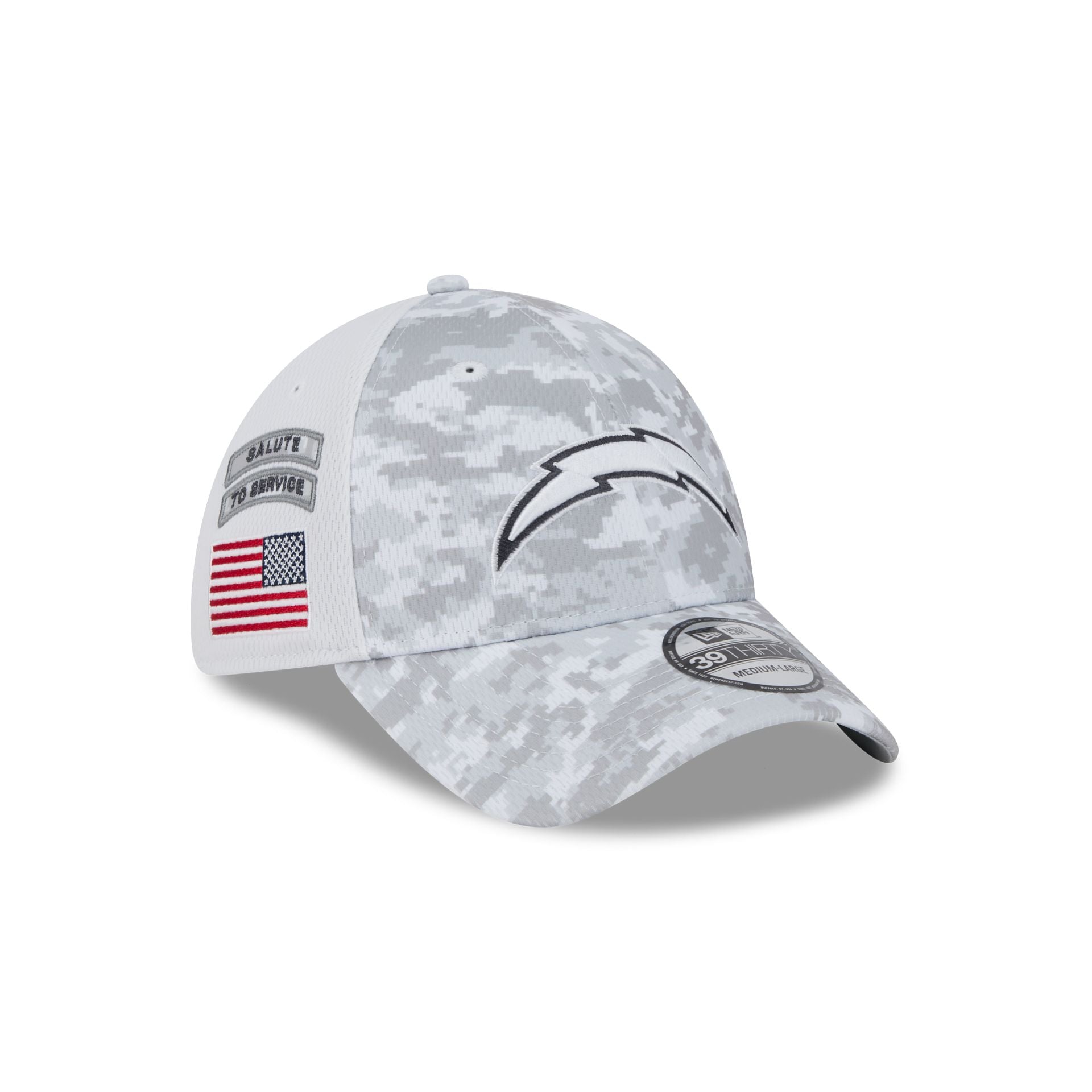 Los Angeles Chargers 2024 Salute to Service 39THIRTY Stretch Fit Hat New Era Cap