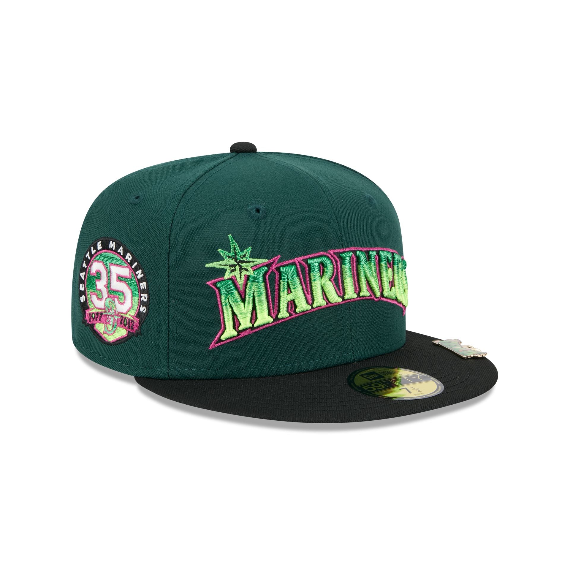 New Era 59Fifty Seattle Mariners 35th Anniversary Patch Fitted Hat - 7 selling 1/2