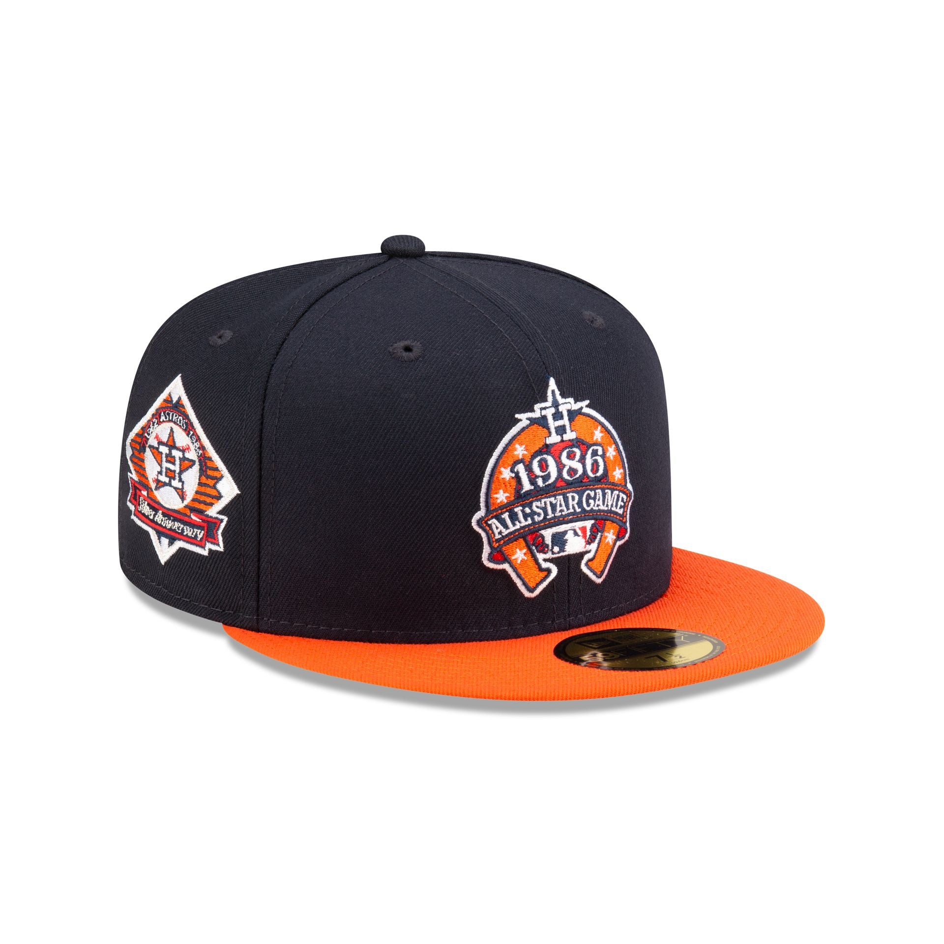 New Era 59Fifty Houston Astros Fitted Hat top Size 7 1/2 Orange UV 45th Side Patch