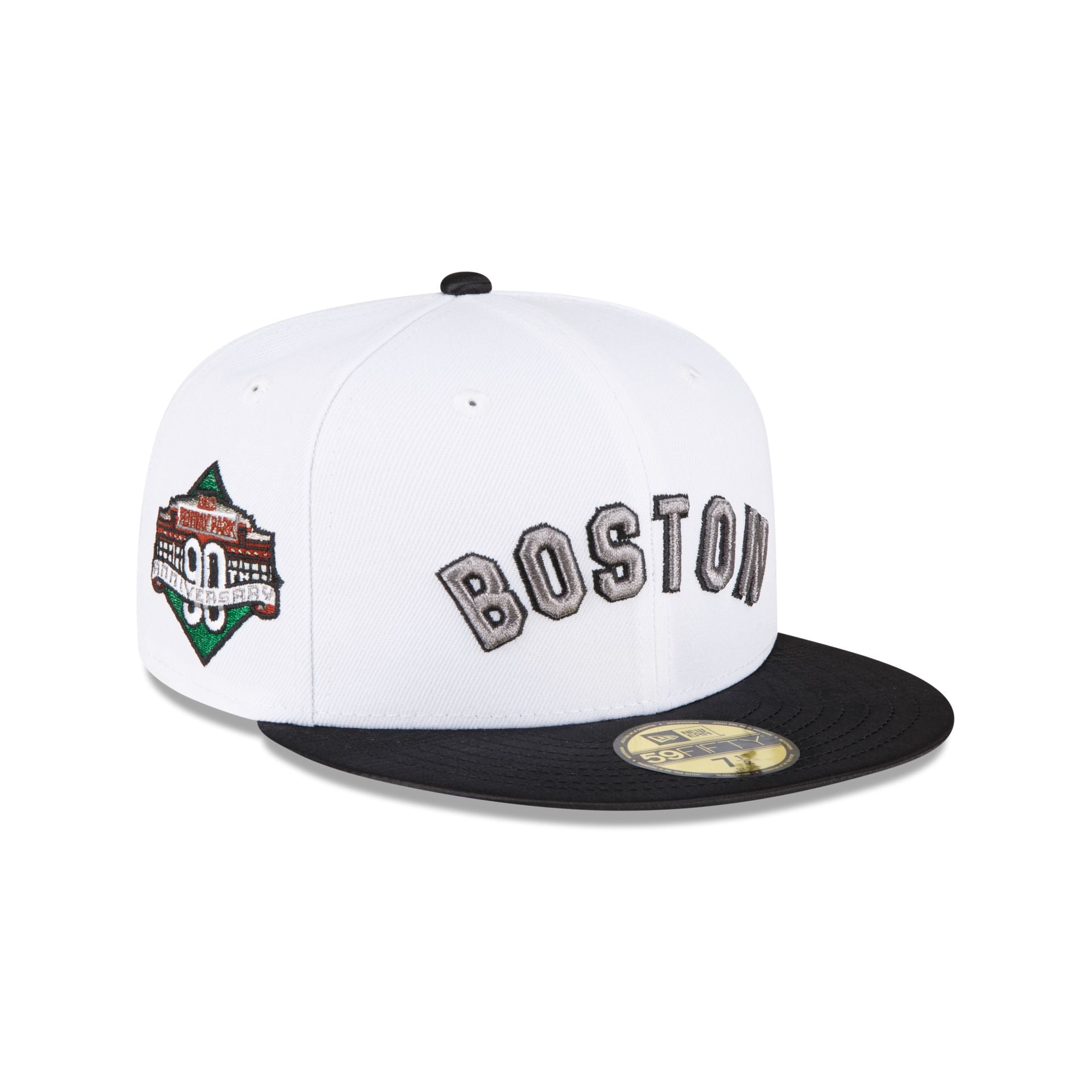 Boston Celtics New Era White Back Half Side Patch 59FIFTY Fitted Hat, 7 1/8 / White