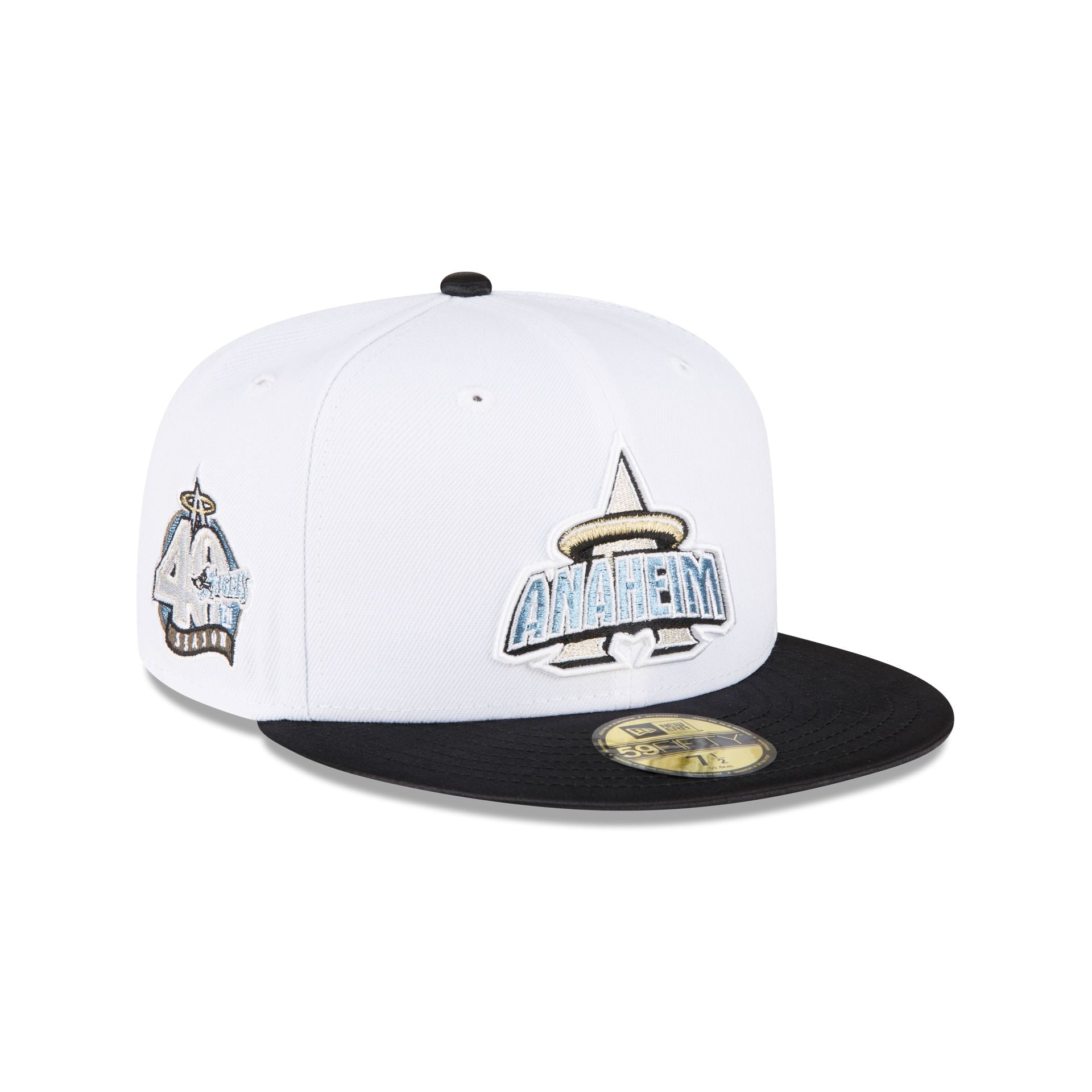 New Era Logo 7 1/2 59Fifty New Era Hat Fitted Cap Men White Brand New 🔥