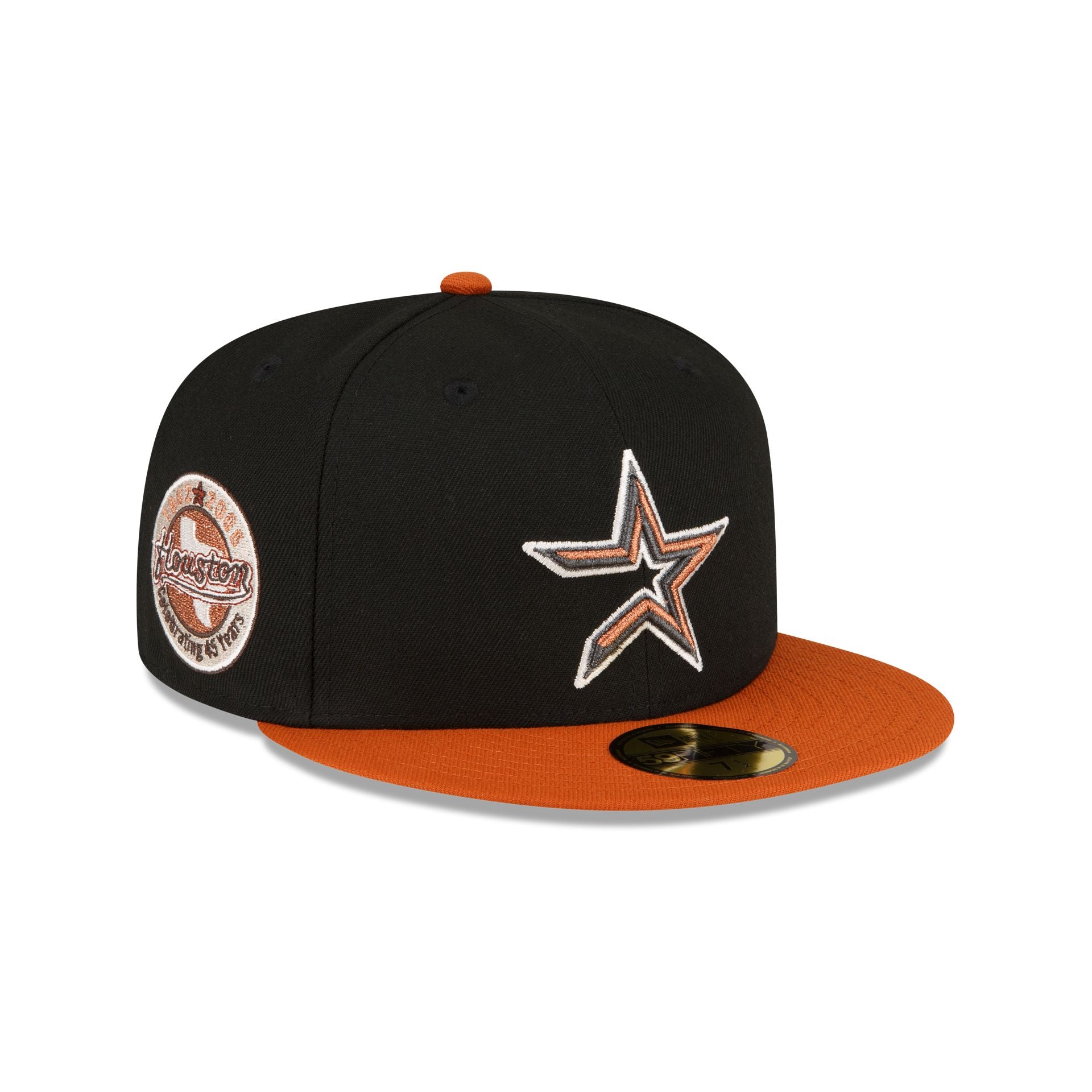 Just Caps Rust Orange Houston Astros 59FIFTY Fitted Hat, Black - Size: 7 5/8, MLB by New Era
