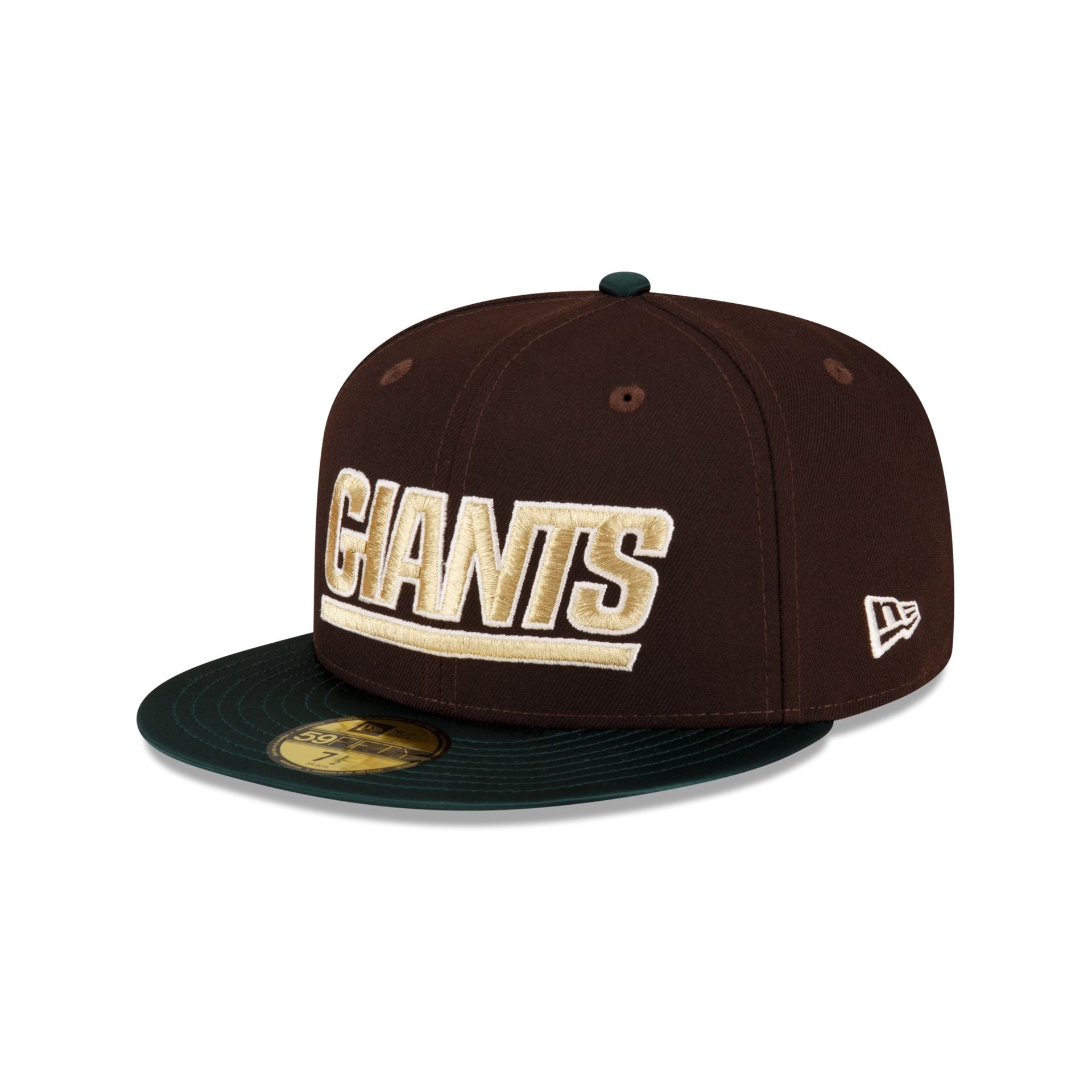 Just Caps Green Satin New York Giants 59FIFTY Fitted Hat, Brown - Size: 7, NFL by New Era