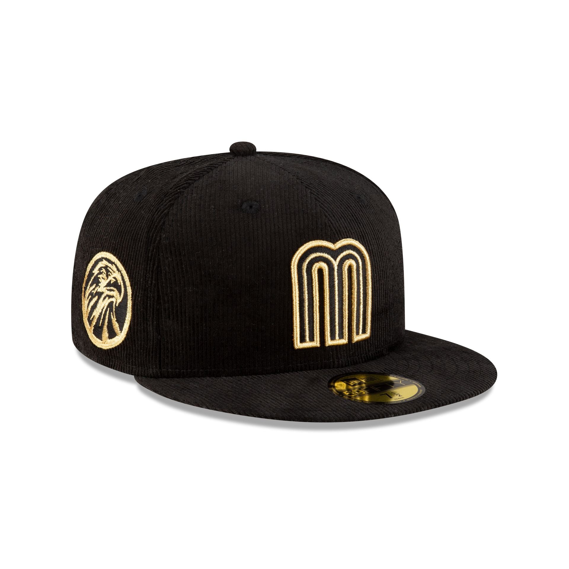 Mexico Baseball Black Gold Corduroy 59FIFTY Fitted Hat New Era Cap