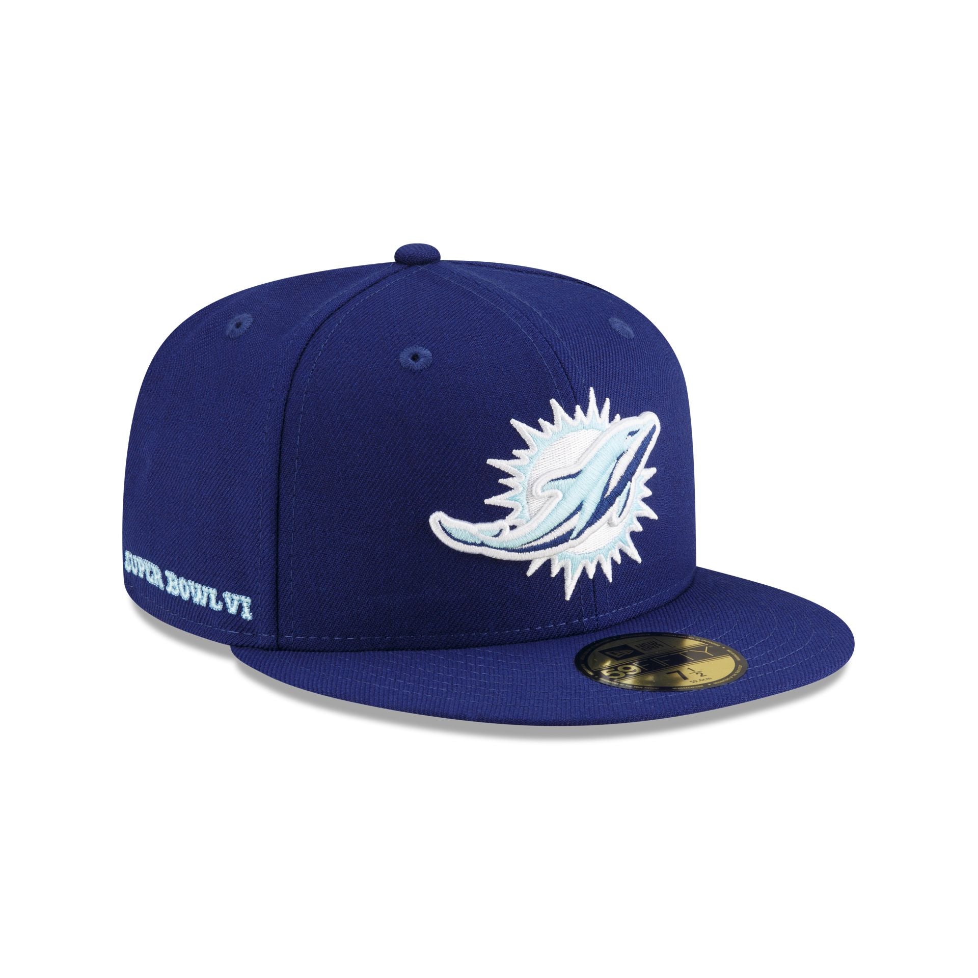 Just Caps Dark Royal Miami Dolphins 59FIFTY Fitted Hat New Era Cap