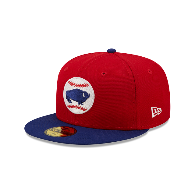 New Era 59Fifty Buffalo Bison￼ Minor League Fitted Hat-Patch Red