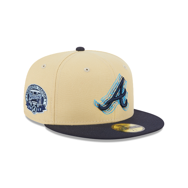 Men's New Era Cream/Navy Atlanta Braves Illusion 59FIFTY Fitted Hat