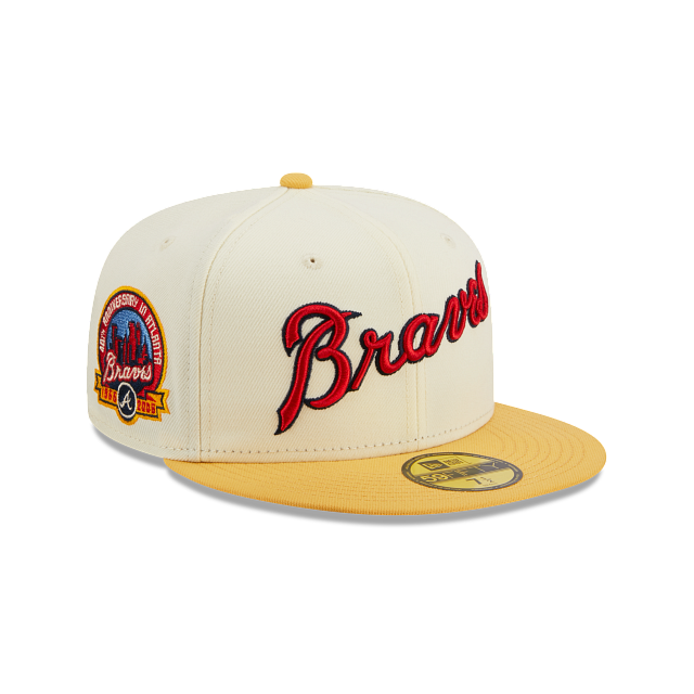 Atlanta Braves Cooperstown Collection Scattered Logos Fitted Hat Cap -  White (White, 7 3/4)