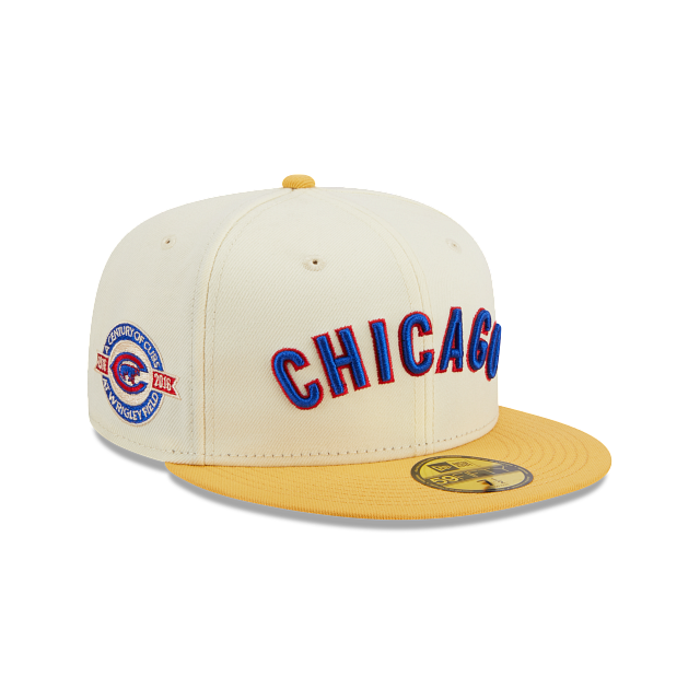 New Era 59FIFTY Chicago Cubs Camp Fitted Hat Chrome White Green