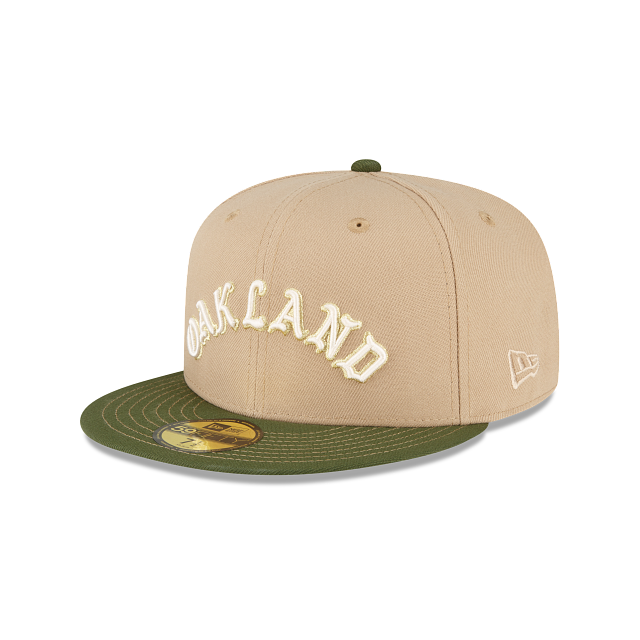 Men's New Era Gold Oakland Athletics Retro Jersey Script 59FIFTY Fitted Hat