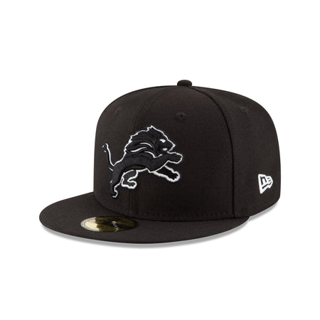 Detroit Lions Black & White 59FIFTY Fitted Hat