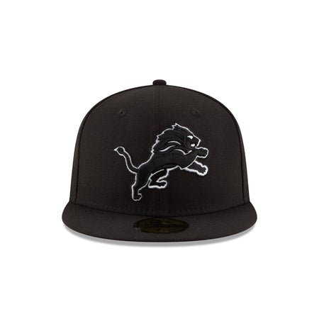 Detroit Lions Black & White 59FIFTY Fitted Hat