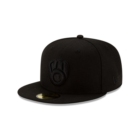 Milwaukee Brewers Black on Black 59FIFTY Fitted Hat