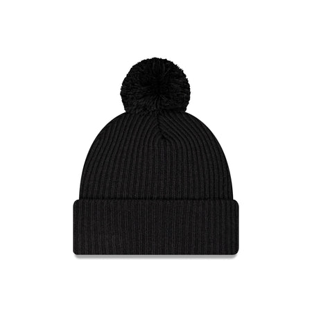 New Era Cap Black Ribbed Pom Knit Hat