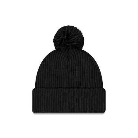 New Era Cap Black Ribbed Pom Knit Hat