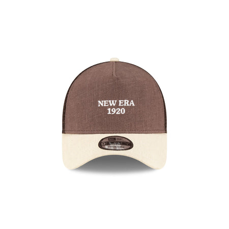 New Era Cap Soft Linen Brown 9FORTY A-Frame Trucker Hat