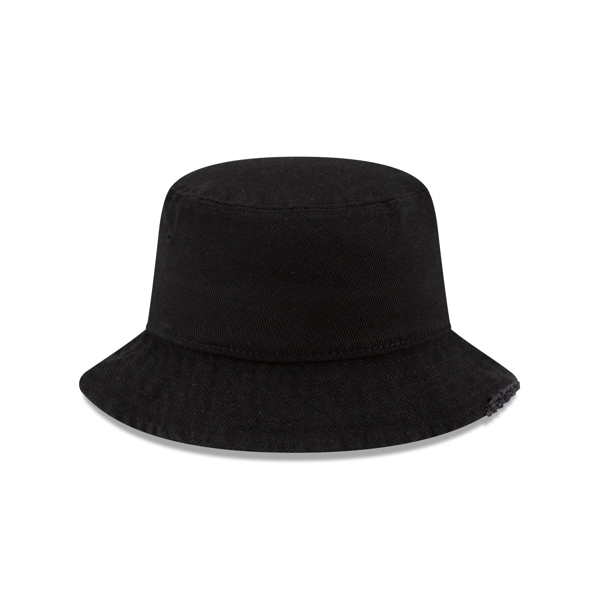 New Era Cap Distressed Black Denim Bucket Hat