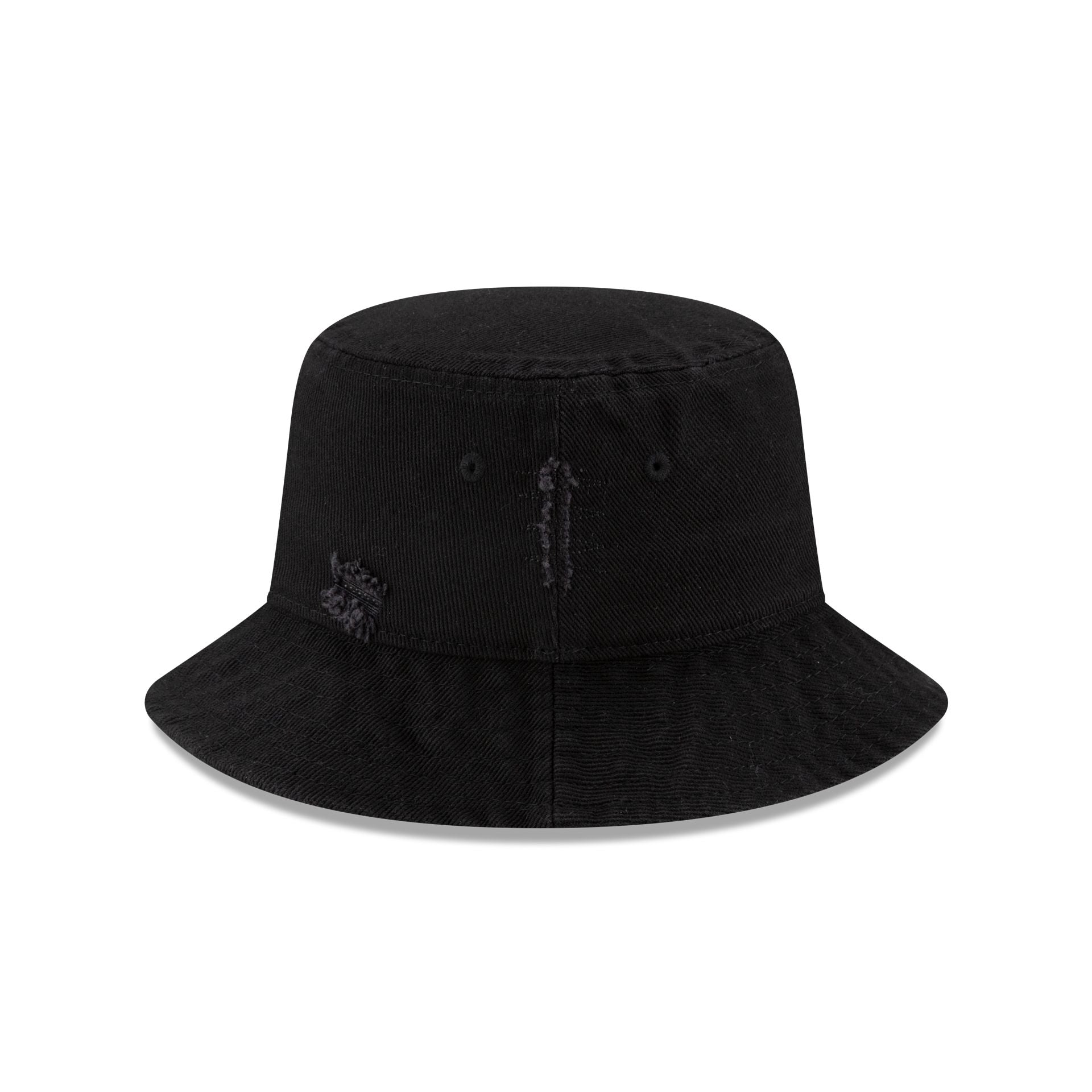 New Era Cap Distressed Black Denim Bucket Hat