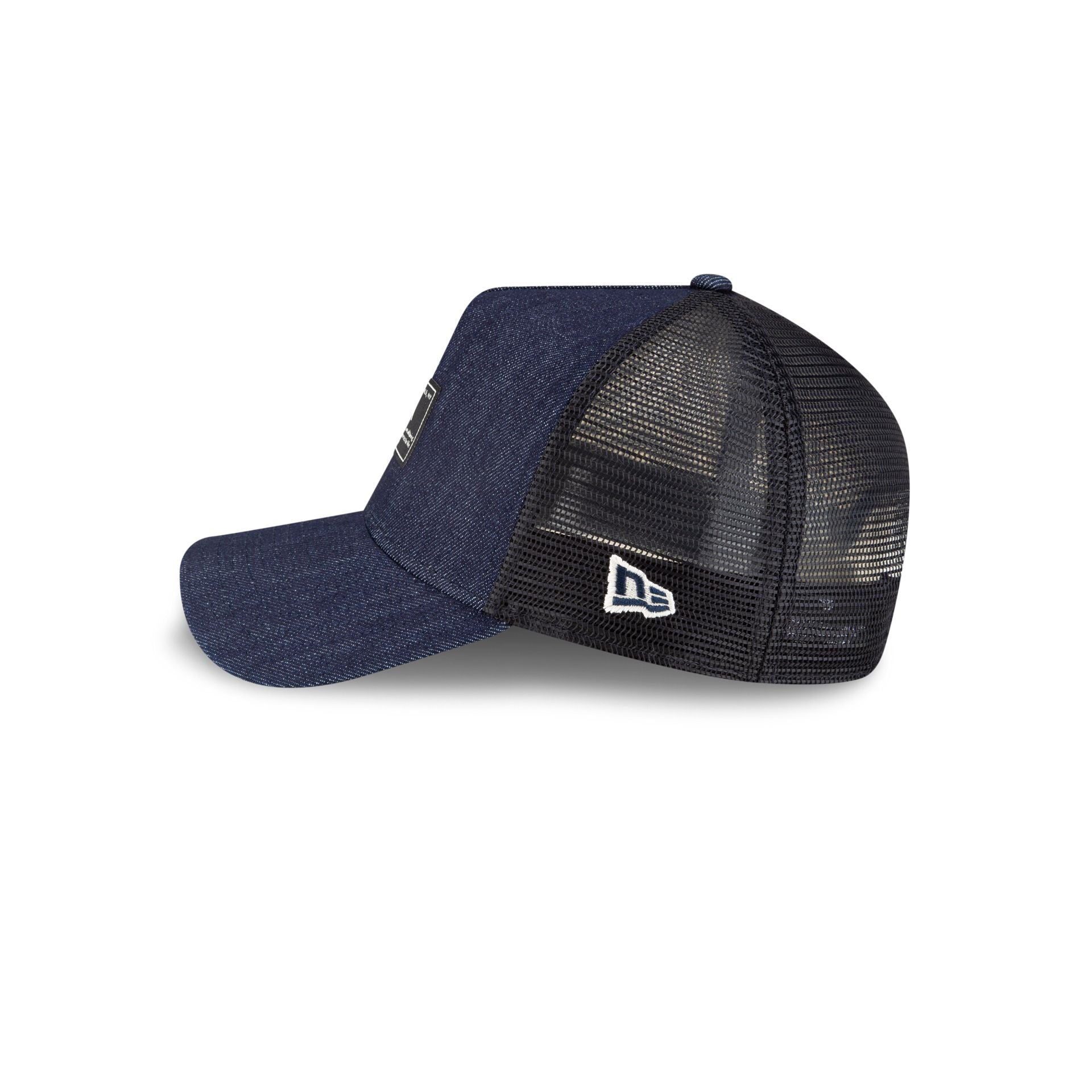 New Era Cap Indigo Denim 9FORTY A Frame Trucker Hat