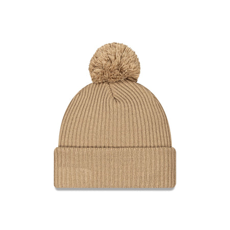 New Era Cap Beige Ribbed Pom Knit Hat