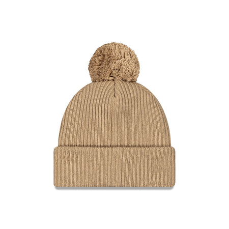 New Era Cap Beige Ribbed Pom Knit Hat