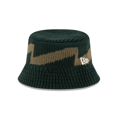 New Era Cap Knit Hat Pattern Dark Green Bucket Hat