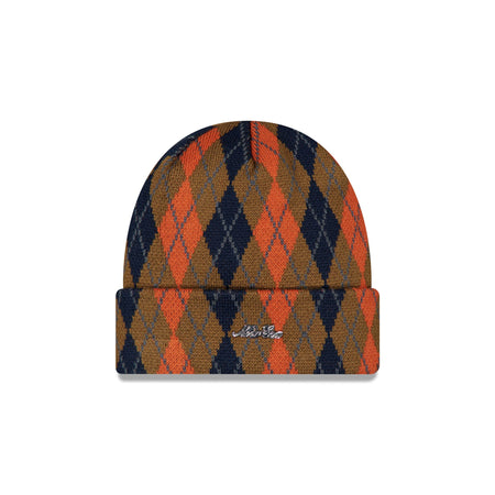 New Era Cap Tartan Check Navy Cuff Knit Hat