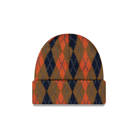 New Era Cap Tartan Check Navy Cuff Knit Hat