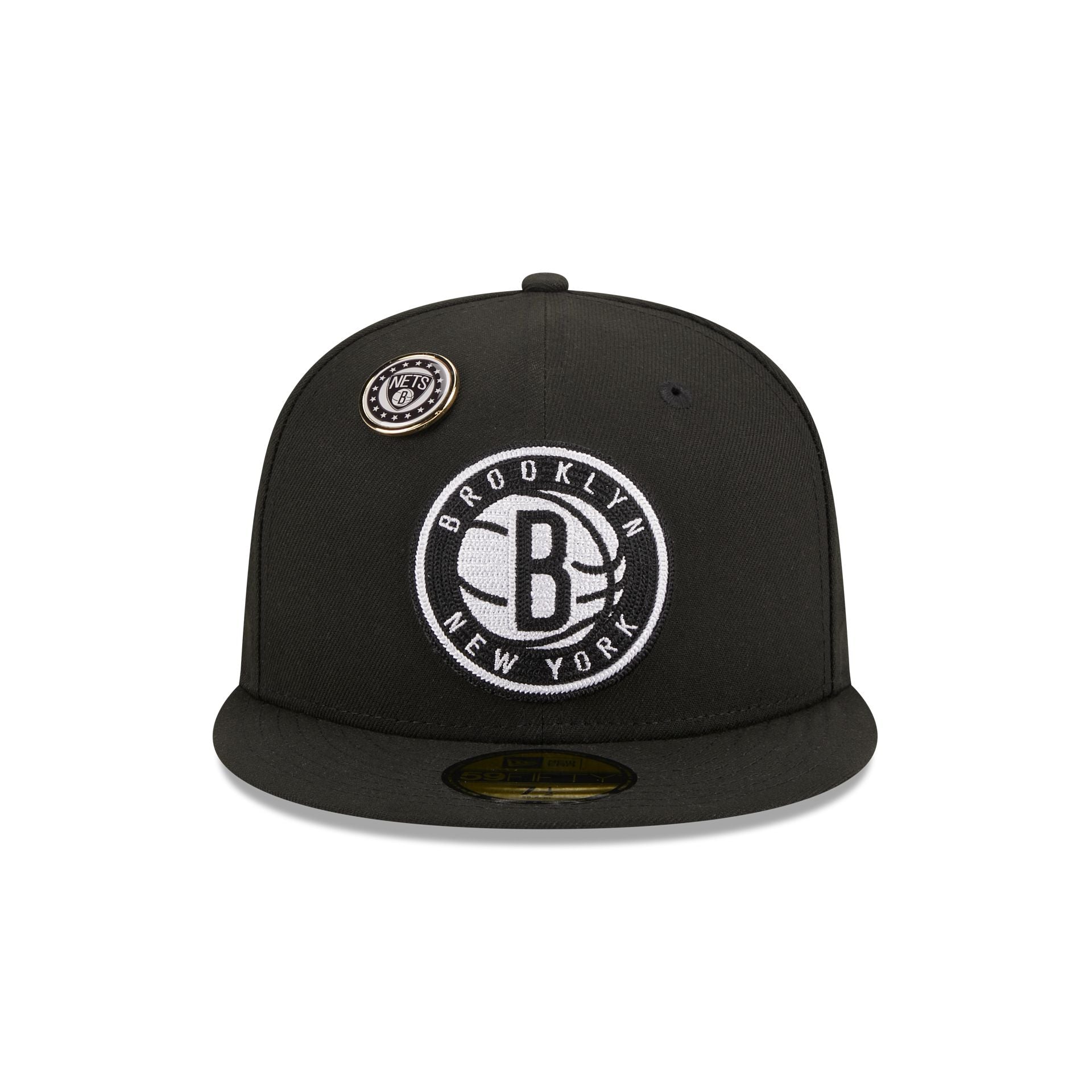 Gorra plana negra ajustada 59FIFTY Essential de Brooklyn Nets NBA de New Era