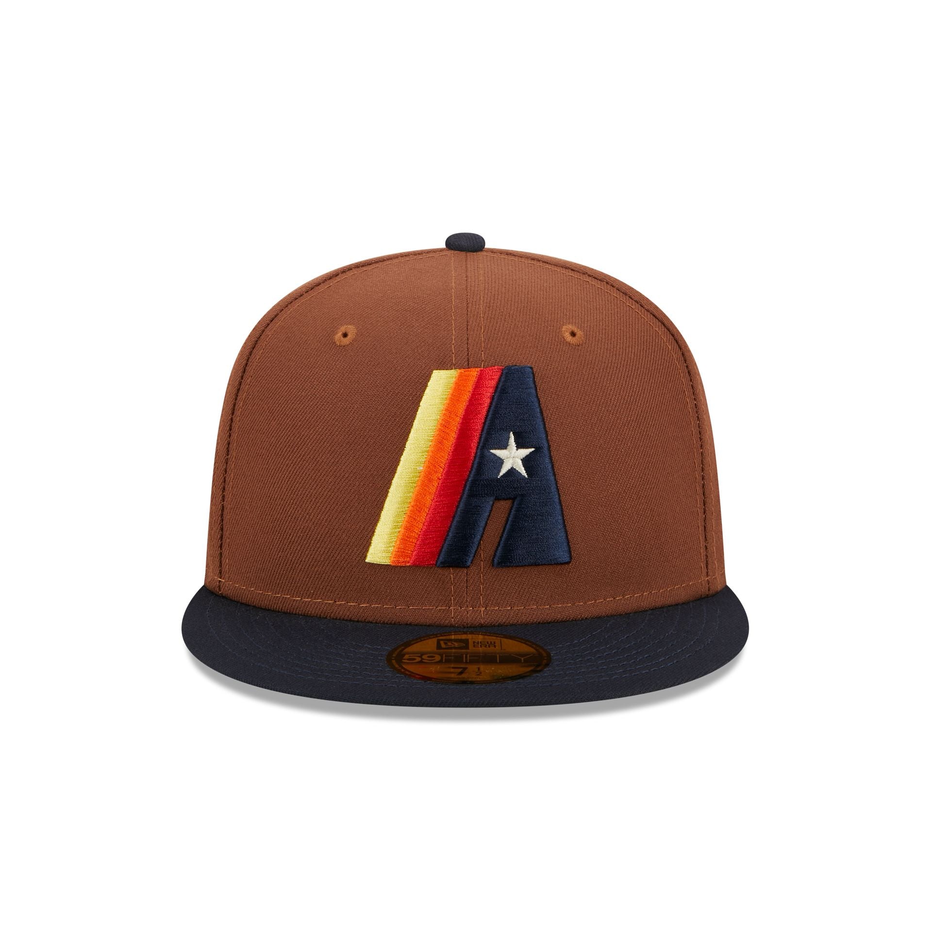 New Era Houston Astros Monaco 25th Anniversary Patch Hat Club Exclusive 59Fifty Fitted Hat Stone/Peach