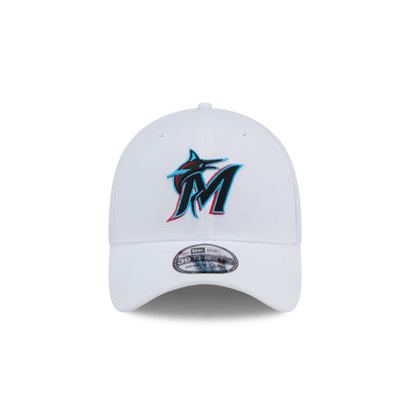 Miami Marlins Optic White 39THIRTY Stretch Fit Hat